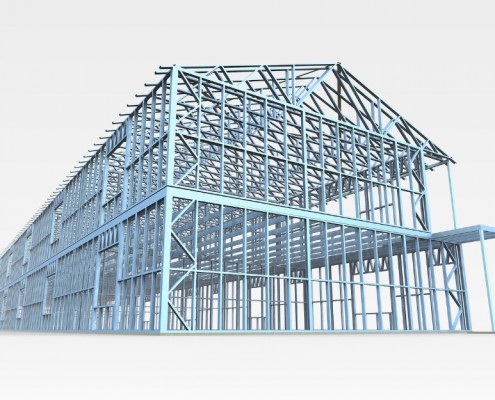 Obrázok montovanej výrobnej haly s oceľovou konštrukciou Steelong